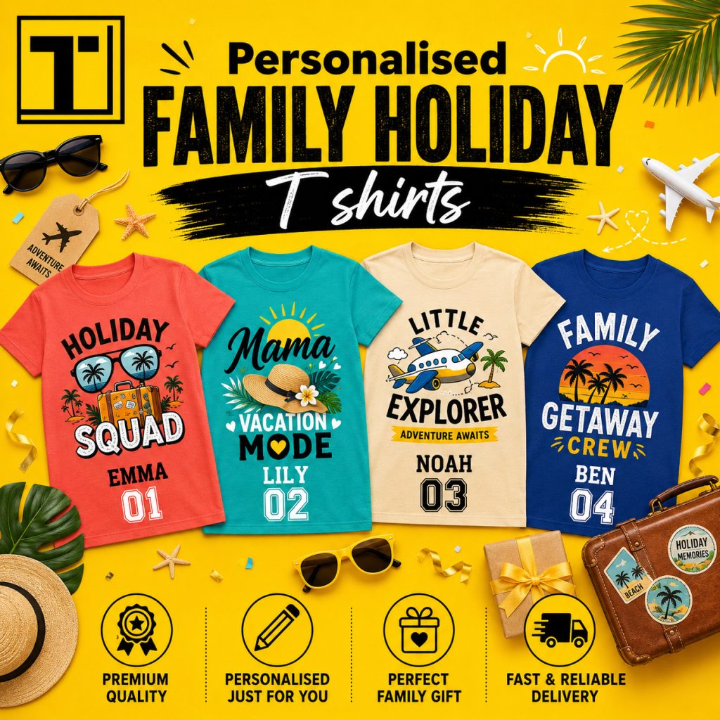 Personalised Family Holiday T shirts.