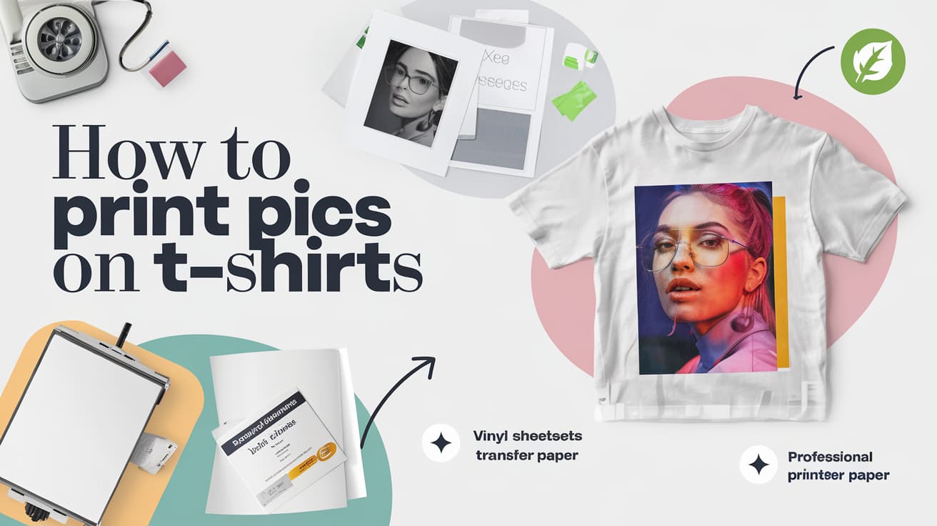Custom t-shirt printing tools and materials with a step-by-step guide.