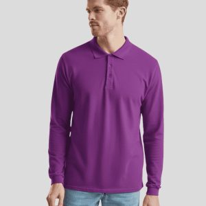 Purple Long Sleeve Polo Shirt Printing
