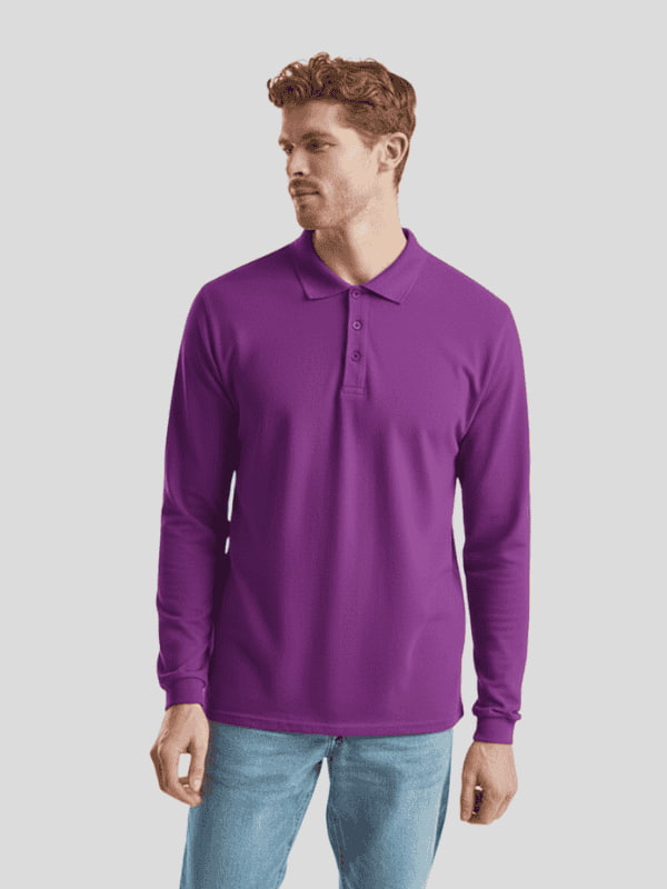 Purple Long Sleeve Polo Shirt Printing